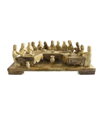 Last Supper with Square Table & Carved Figures 